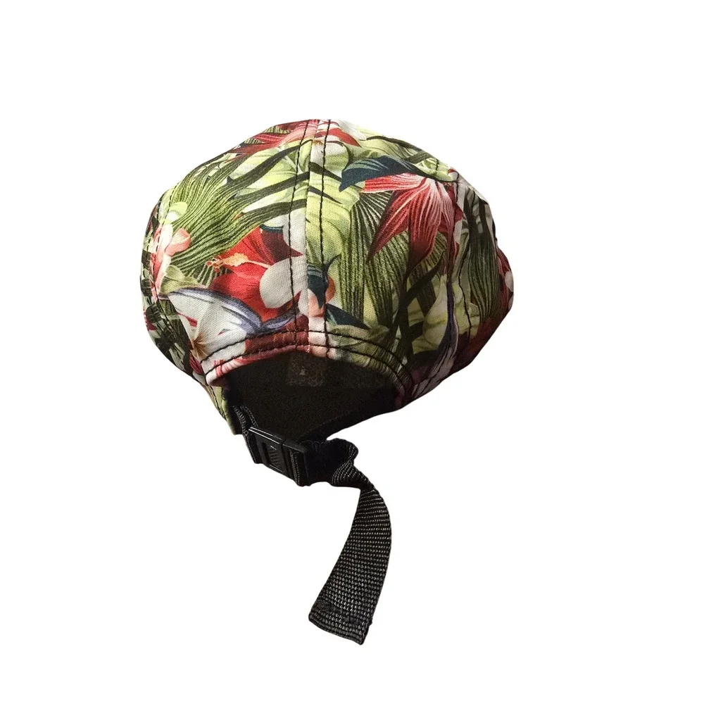 ESC Tropical Floral 5 Panel Camper Hat Red Green White Adjustable Strapback‎ Cap